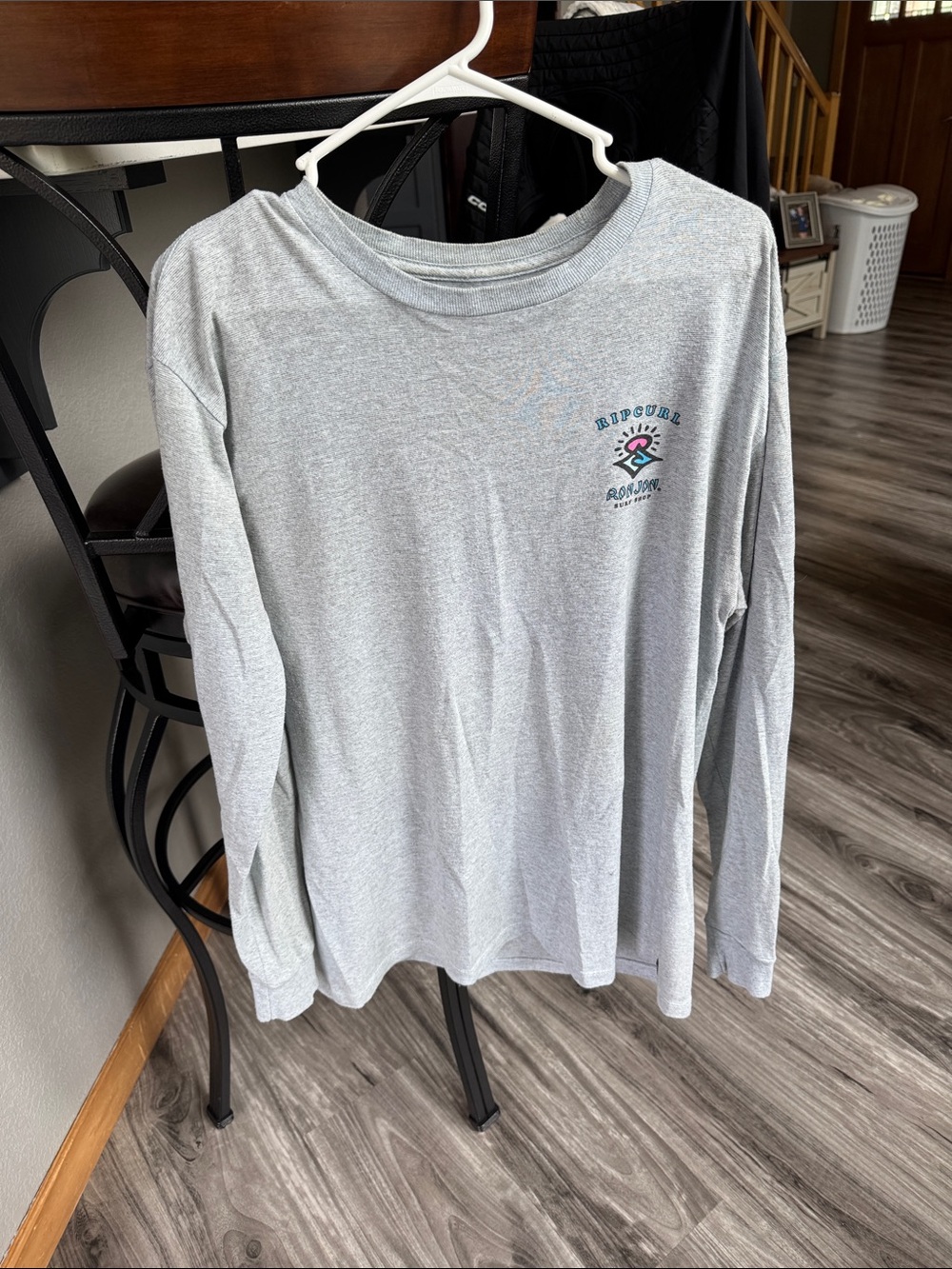 Rip Curl Light Gray Long Sleeve Tee with Small Multicolor Chest Logo